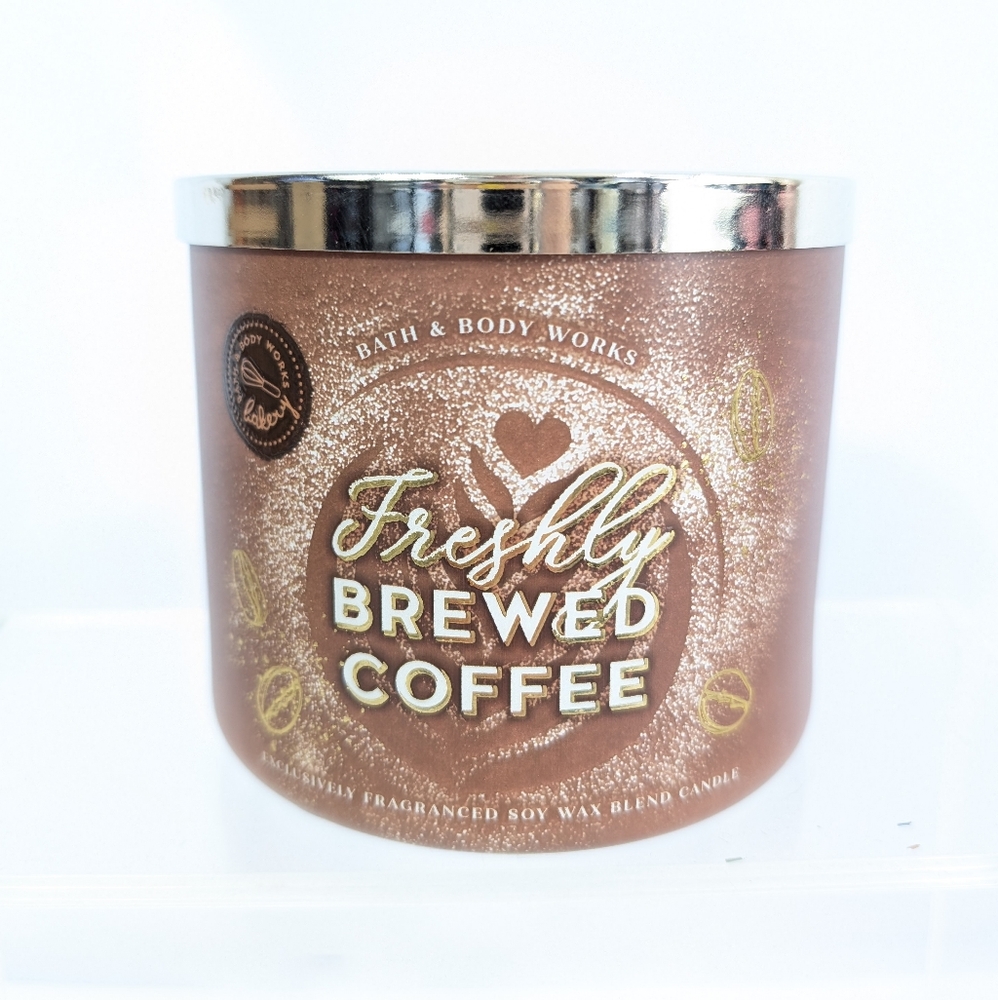 Bath & Body Works Freshly Brewed Coffee Candle NEW 3 Wick Large 14.5 oz